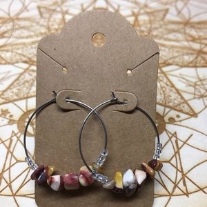 Mookaite Crystal Hoop Earrings